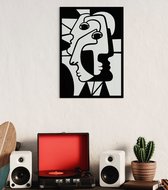 Cubist Faces | Woonkamer Wanddecoratie | Houten Wanddecoratie voor binnen | Abstract Wanddecoratie paneel in style van Picasso | Perfect als Nieuw Huis Cadeau | XL - 42 x 60 cm | Premium Hout Gifvrij