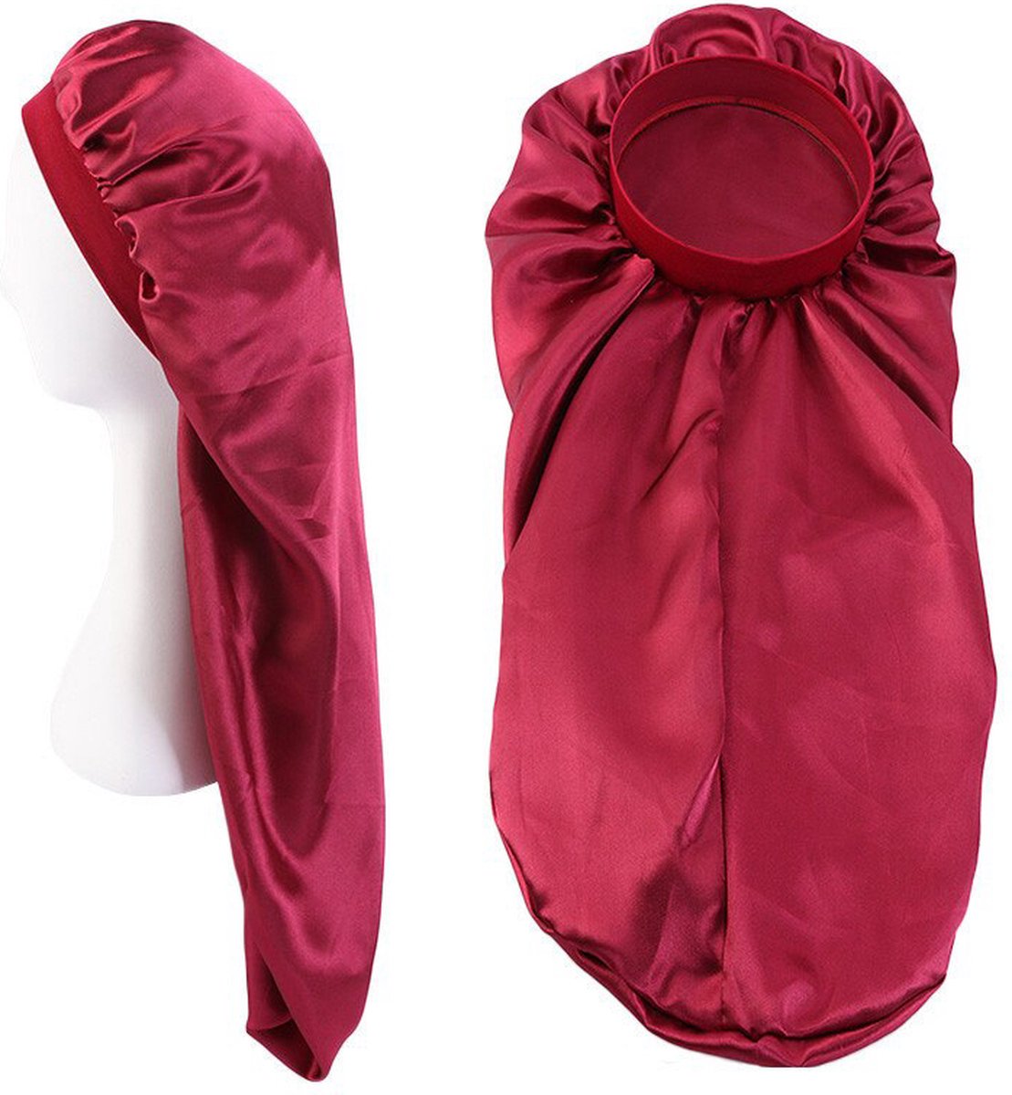 Satijnen Bonnet voor Dreadlocks / Braids / Rasta AfricanFabs® - Rode Dreadsock / Satijnen Slaapmuts / Hair Bonnet