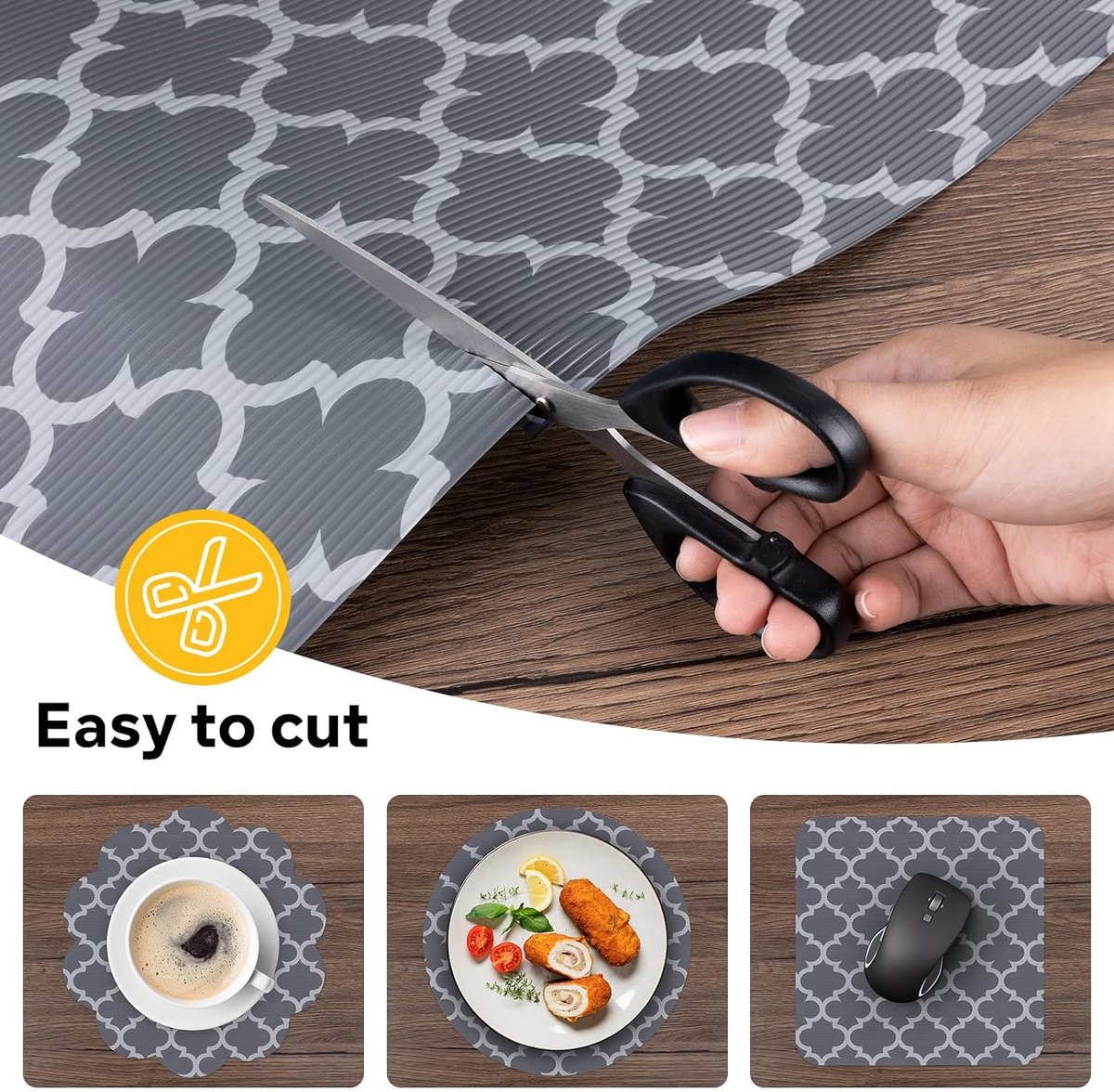 Lademat keukenlademat ladeinzet niet-klevende EVA-materiaal koelkastbekleding met waterdichte duurzame koelkasttafel placemats voor kast grijs 44 cm x 200 cm
