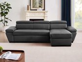 LINEA SOFA Hoekbank JONOVA - Leer - Grijs - Hoek rechts L 256 cm x H 83 cm x D 154 cm