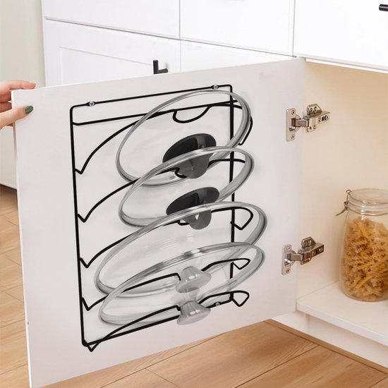 Pannendekselhouder voor aan de muur, dekselhouder, voor kast, keuken