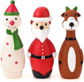 3 Pack Kleine Kerst Hond Speelgoed Voor Interactieve Honden Latex Piepende Kerstman Speelgoed