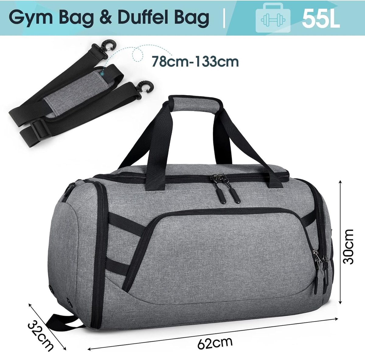 Sac de sport pour hommes, sac de voyage, grand, 40 litres, 55 litres, sac  de week-end