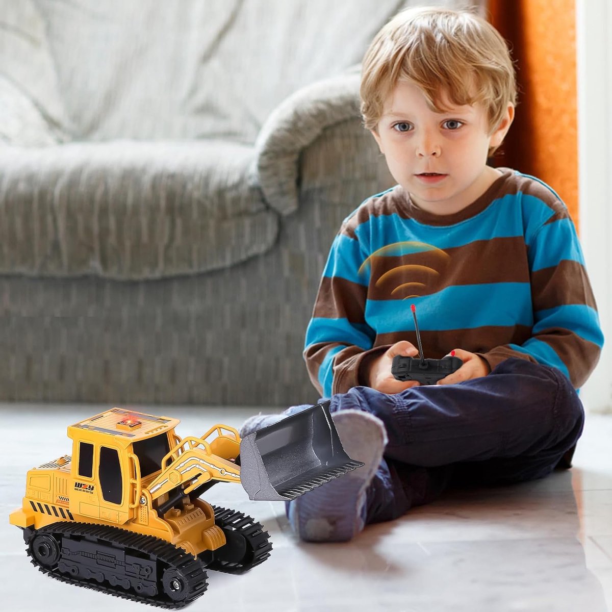 Télécommande Bulldozer RC 1/16 – Fonction Complet, Fréquence 2,4 GHz, Jaune Vif
