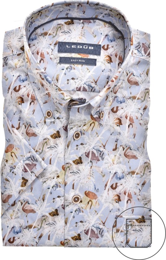 Overhemd Ledub korte mouwen borstzak print