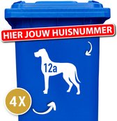 Container sticker - Container Sticker Huisnummer - Variant: Duitse / Deense dog - Kleur: Wit - Aantal: 4 Stuks - Stickers volwassenen - Cijfer stickers - Container stickers - sticker - stickers