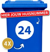 Container sticker - Container Sticker Huisnummer - Variant: Cirkel - Kleur: Wit - Aantal: 4 Stuks - Stickers volwassenen - Cijfer stickers - Container stickers - sticker - stickers