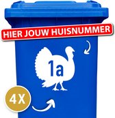 Container sticker - Container Sticker Huisnummer - Variant: Kalkoen - Kleur: Wit - Aantal: 4 Stuks - Stickers volwassenen - Cijfer stickers - Container stickers - sticker - stickers