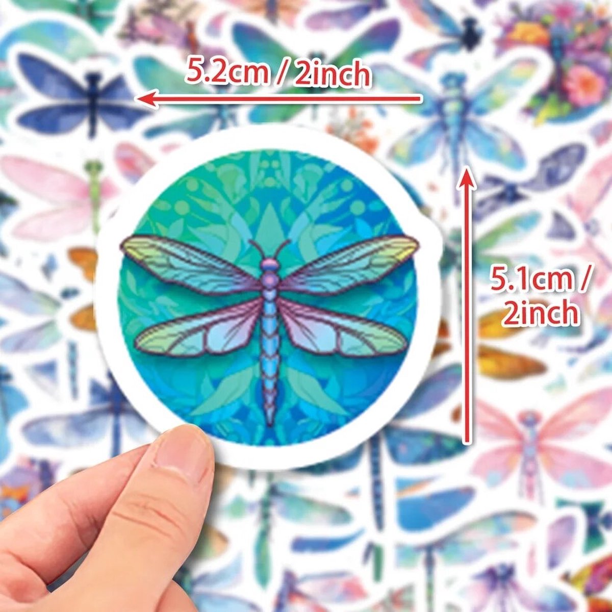 Libellen Stickers 50 Stuks | Dieren Stickers | Libel | Insecten | Laptop Stickers | Stickers Kinderen en Volwassenen | Stickervellen | Plakstickers | Koffer Stickers | Stickers Bullet Journal en Planner — afbeelding 4