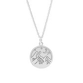 Ketting 925 zilver met berg en landschap | 50 cm | Halsketting Dames Sterling Zilver | Cadeau Vrouw