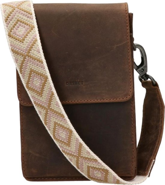 DSTRCT Kleine Crossbodytas / Schoudertas Dames - Leer - Alligator Creek - Krokodillenprint - Cognac