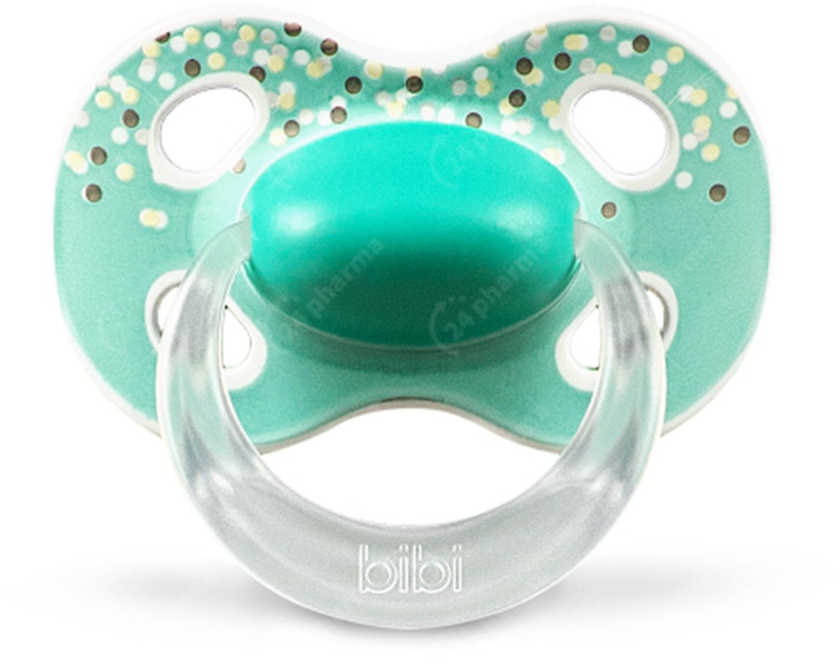 Goedkoopste Bibi Natural Fopspeen Happiness Favourites 0-6M 1 Stuk - Turquoise met dots