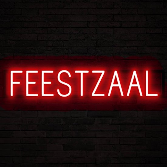 FEESTZAAL - Lichtreclame Neon LED bord verlicht | SpellBrite | 86,2 x 16 cm | 6 Dimstanden - 8 Lichtanimaties | Reclamebord neon verlichting