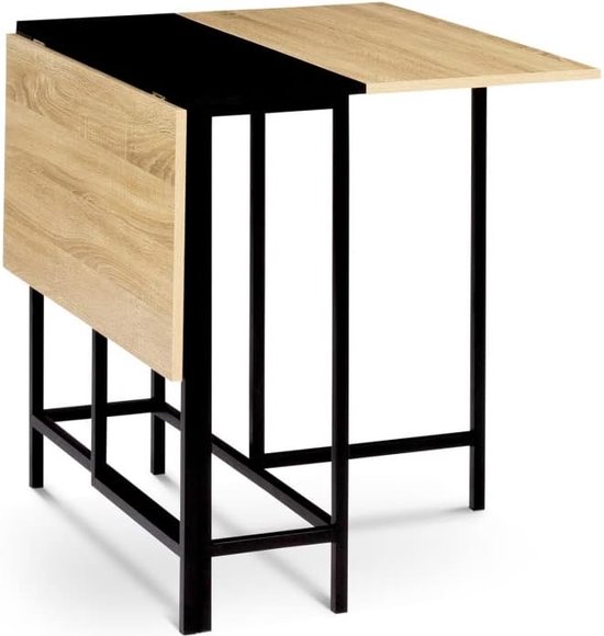 Consoletafel, inklapbaar, EDI voor 2-4 personen, beukenlook en zwart, industrieel design