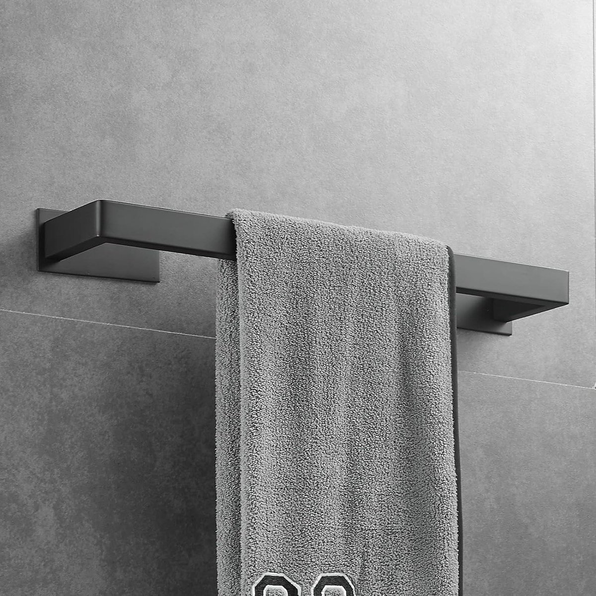 Zelfklevende handdoekhouder, roestvrij staal 38,5 cm handdoekhouder met enkele staaf voor badkamer keuken, zwart, BA15601B-40,