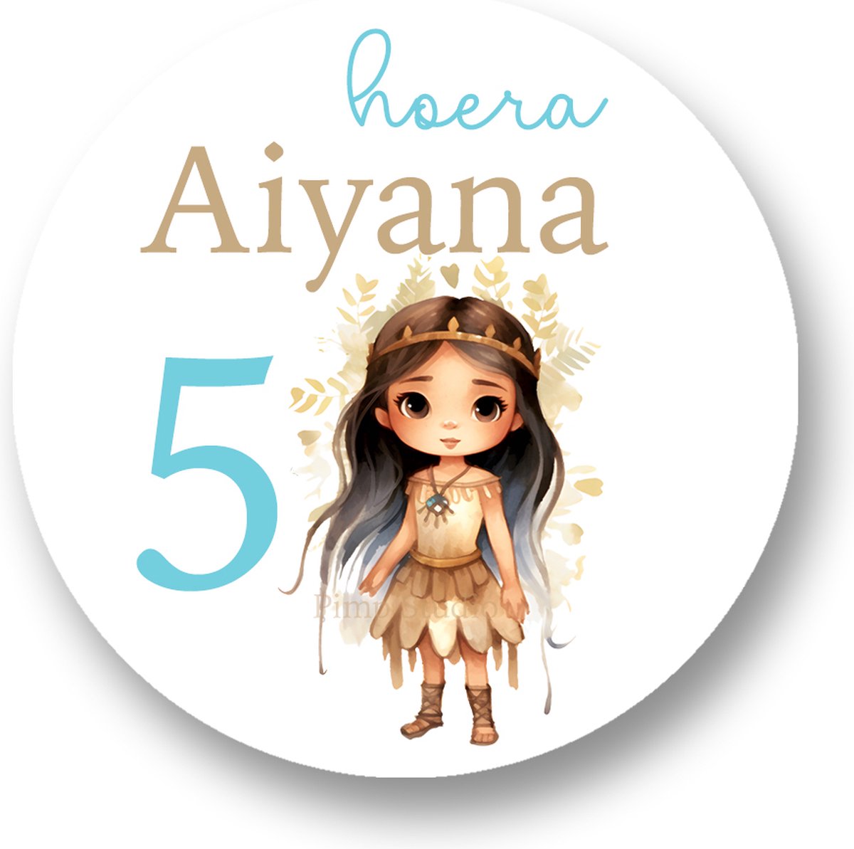 Traktatie Stickers Met Naam en Leeftijd - Princes - Aiyana - Gepersonaliseerd - Sluitstickers - Kinderfeest Traktatie - Uitdelen - Uitdeeltraktatie - Traktatiestickers Pimp Studio