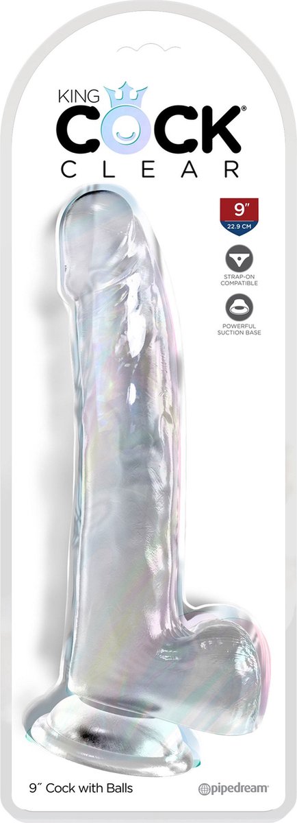 Pipedream - King Cock - Dildo met Balzak - 23 cm - Transparant