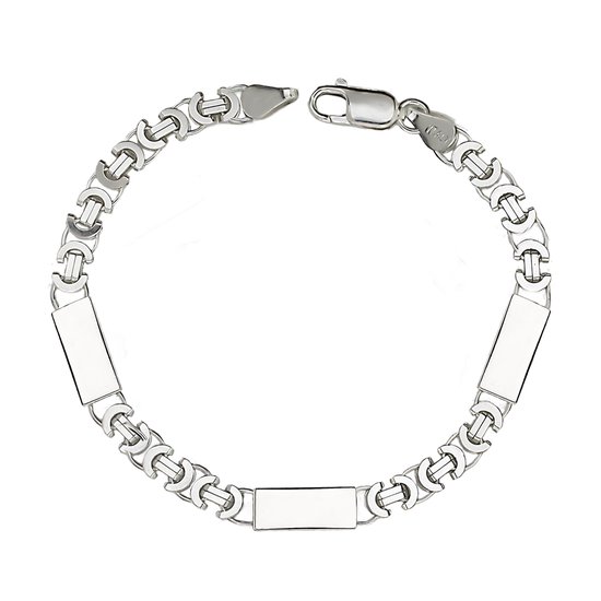 Juwelier Zwartevalk zilveren platte koningsschakel armband met platen - ET 50-3T/20cm -