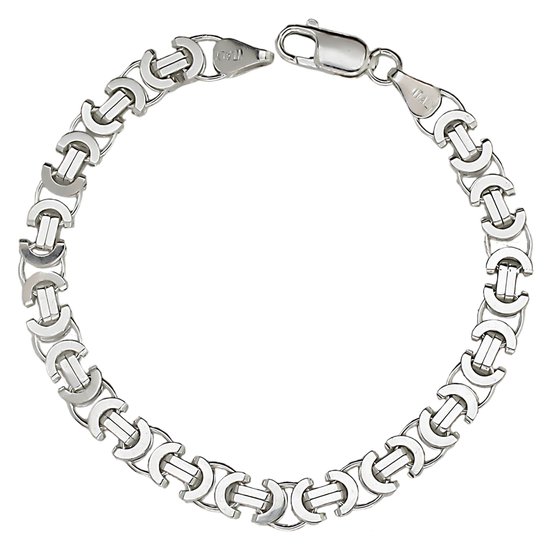 Juwelier Zwartevalk zilveren platte koningsschakel armband - ET 80/21cm -
