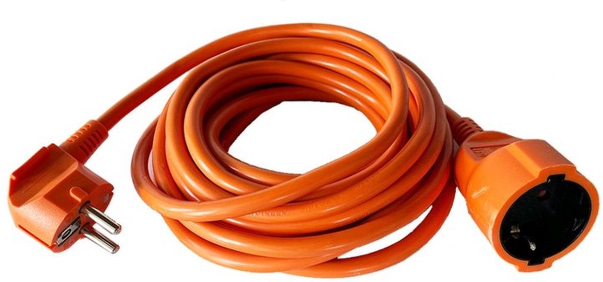 Brasq Verlengsnoer Verlengkabel met randaarde Verlengsnoeren Oranje 5 meter