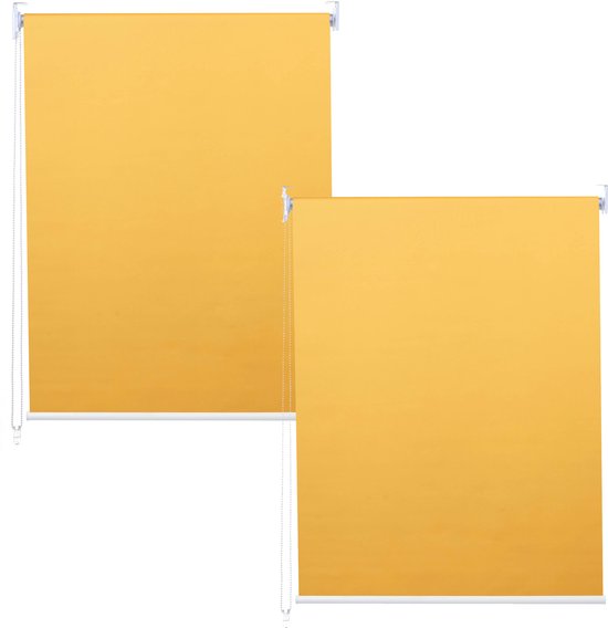 Set van 2 rolgordijnen MCW-D52, raamrolgordijn zij-trekgordijn, 120x230cm ondoorzichtige zonwering ~ geel