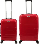 SB Travelbags 2 delige 'Expandable' kofferset 4 dubbele wielen trolley - Rood - 65cm/55cm