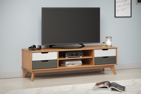 Trendmeubel - Tv-meubel Scandik - Praktisch en van massief grenen - 140cm