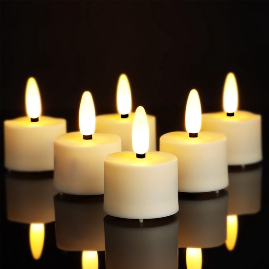 Synergy - Oplaadbare waxinelichtjes - LED Waxinelichtjes - 6 stuks - Met afstandsbediening - Flikkeren - Oplaadbare kaarsen - Oplaadbare theelichtjes