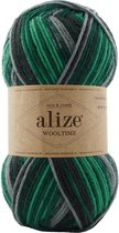 Sokkenwol Alize Wooltime - Easy & Comfy - Superwash - Groen/Lichtgroen/Grijs