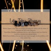 Bixorp "Life Takes Bravery" Armbandje - Edelstenen Cadeau Armband op kaartje - Sneeuwvlokobsidiaan, Rookkwarts & Onyx