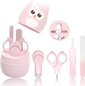 Manicure voor baby's, 4-in-1 set met hoes, nagelknipper, schaar, vijl en pincet, nagelverzorgingsset voor baby's en jongeren, speciale bescherming voor baby's (roze)