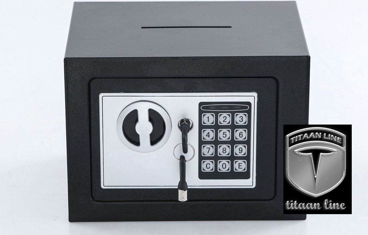 Veilige volledig stalen huishoudelijke kleine kluis, mini-inbouw elektronische muntspaarpot met wachtwoord Zwart