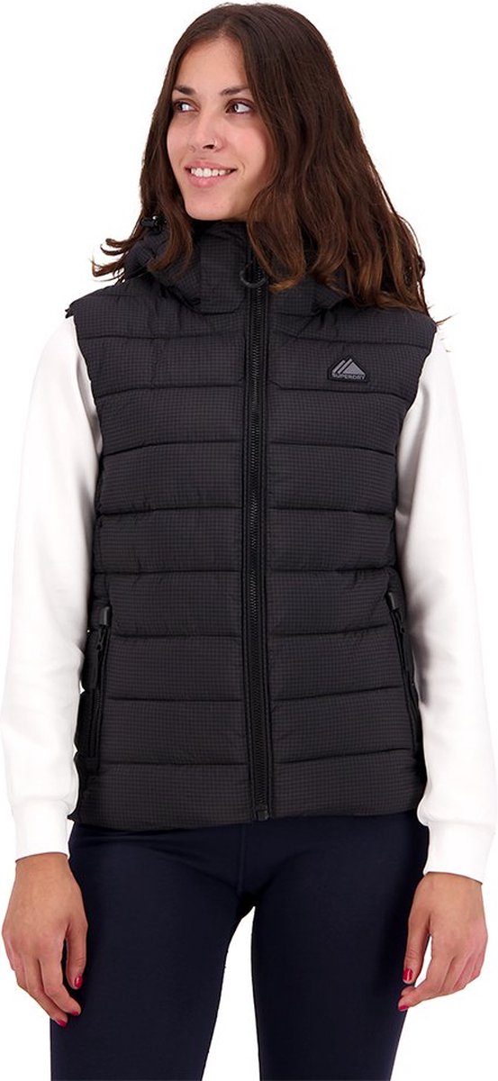 Superdry Klassieke gewatteerde bodywarmer met capuchon Dames Gewatteerde jassen Zwart
