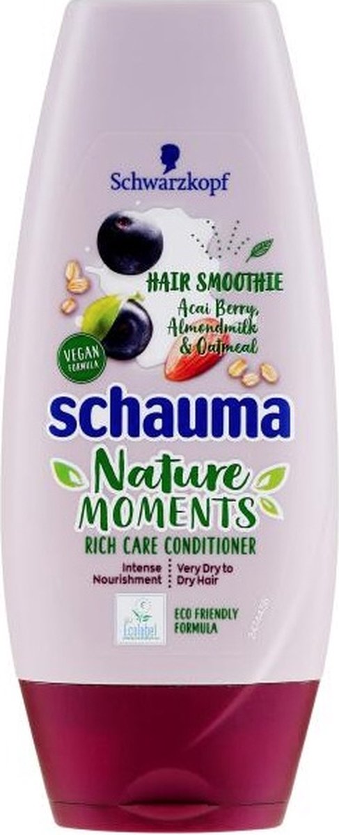 Schwarzkopf Schauma Nature Moments Hair Smoothie Conditioner 250 ml - Acai Berry, Almonds & Oats - Voor zeer droog en kwetsbaar haar - Vegan