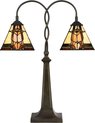 LumiLamp Tiffany Tafellamp 48x66 cm Beige Bruin Glas Tiffany Bureaulamp