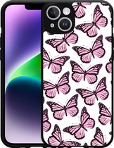 Cazy Hardcase Hoesje geschikt voor iPhone 14 Plus Roze Vlinders