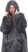 CALIYO Hoodie Deken - Blanket met Mouwen en Capuchon – Fleece Deken - Blanket met Mouwen en Capuchon – Dames & Heren - Sherpa Fleece – TV Deken - Bank Deken - Grijs