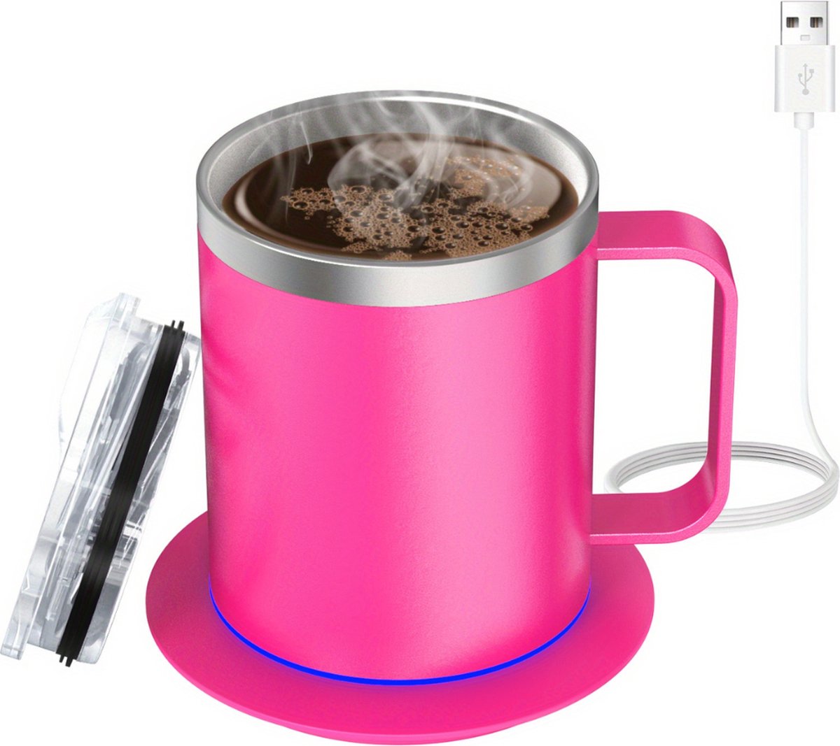 Cup Warmer - Mok Warmer - Mug Warmer - Koffie Warmer - Verwarmde Onderzetter - Koffie Warmhouder - Koffiekop Verwarmer - Kop Warmer - USB - Kopjes - Melk - Roze