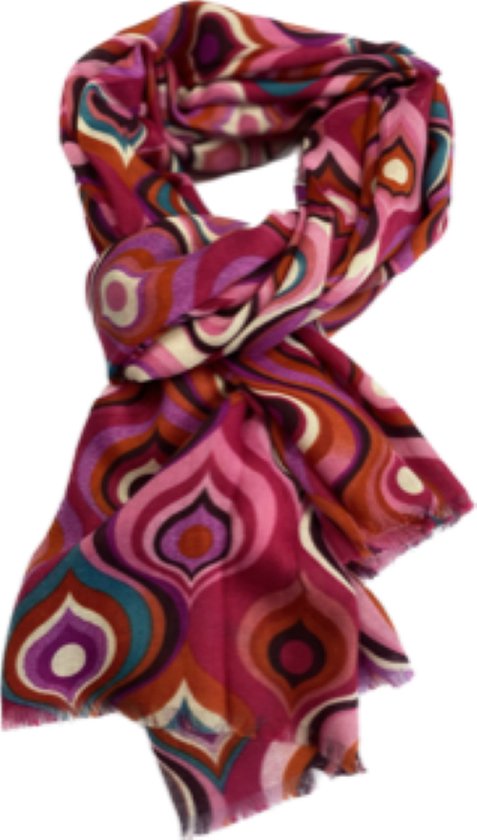 Leuke vrolijke sjaal van mooi materiaal / 50% katoen met 50% viscose