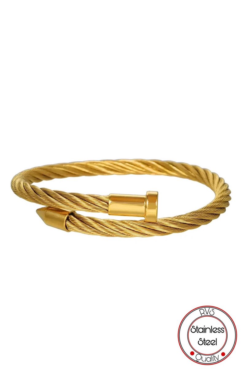 Soraro Bangle Kabel Armband | 18 CM | Gewoven | Bangle | Goud | Gewoven Armbanden | Cadeau voor Hem | Verjaardag Man | Cadeau voor Haar | Voor Vrouwen