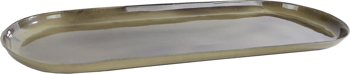 Dienblad Olaf antiek groen ovaal metaal 28x11x1 5cm