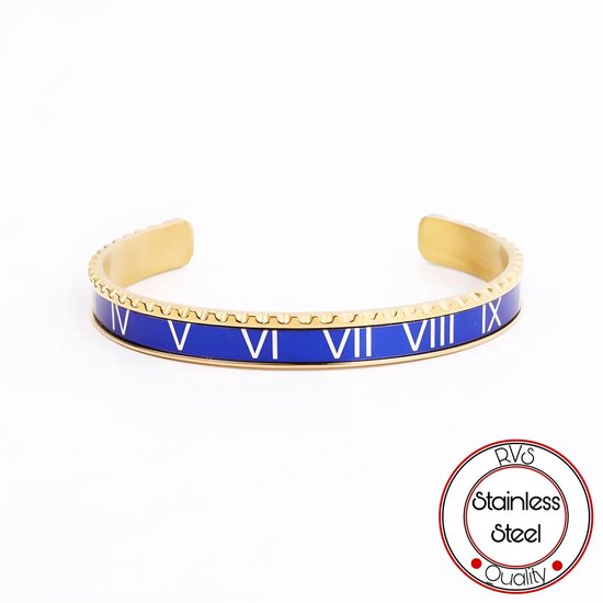 Roman Speed Armband | Klemarmband | Blauw & Goudkleurig Armband | Armband Mannen | Armband Heren | Mannen Cadeau voor Man Cadeautjes | Vaderdag | Vaderdag Cadeau
