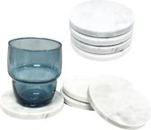 Set van 8x ronde onderzetters voor glazen D10 cm wit Marmer