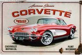 Metalen Wandbord Auto Red Corvette 1962 - 20 x 30 cm