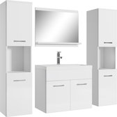 Badplaats - Meuble de salle de bain Montréal XL 60cm - Wit - Meuble de salle de bain avec miroir et deux armoires latérales