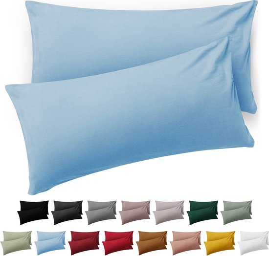 Blumtal Kussensloop Housse de Coussin Microfibre 40 x 70 cm - Bleu Clair - Set de 2