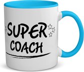Akyol - super coach koffiemok - theemok - blauw - Coach - een coach - sport - verjaardagscadeau - klein cadeautje - kado - gift - 350 ML inhoud