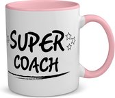Akyol - super coach koffiemok - theemok - roze - Coach - een coach - sport - verjaardagscadeau - klein cadeautje - kado - gift - 350 ML inhoud