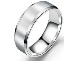 Heren Ring Zilver kleurig met Strak Gepolijste Rand - Staal - Ringen Mannen Dames - Vaderdag Cadeau Geschenk - Mannen Cadeautjes