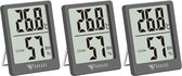 Digitale thermometer voor binnen, 3 stuks, thermo-hygrometer, hygrometer, luchtvochtigheid, kamerthermometer met hoge nauwkeurigheid, voor binnen, babykamer, woonkamer, kantoor (grijs)